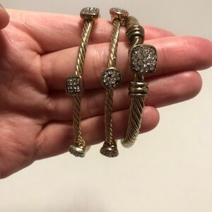 Elegant Gold Tone with Rhinestones Bangle Lot